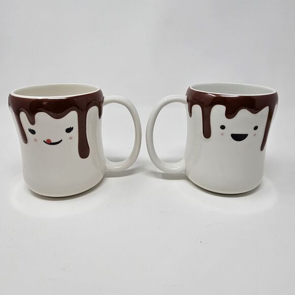 CandyRific Coffee Mugs (2) We Go Together Marshmallow Hot Chocolate Cocoa Cups - Picture 7 of 10
